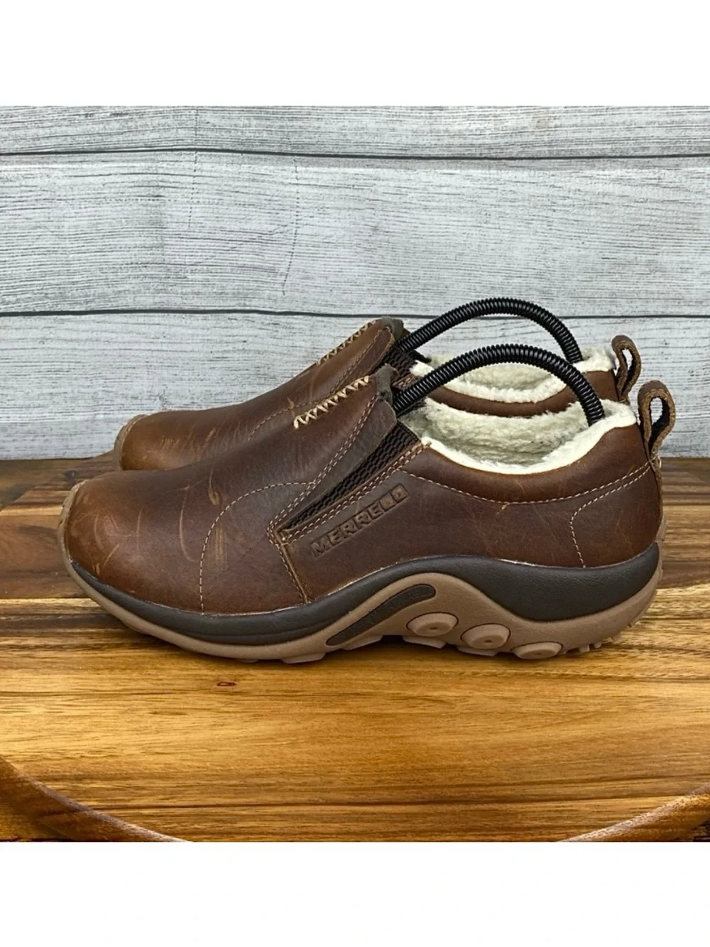 Merrell Jungle Moc Crafted Full Grain Brown Leather Fleece Lined Shoe Men’s 8.5